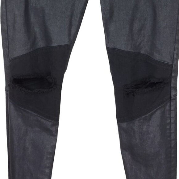 Cult of Individuality Jeans Men Size 31 34X29 Black Skinny Waxed Coated Moto - Picture 3 of 16